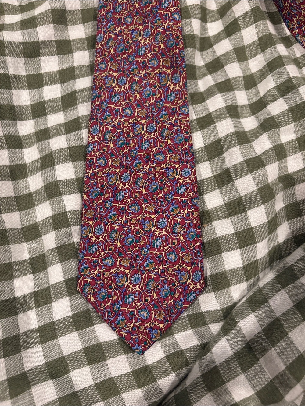 Men's Burgundy Floral Silk Tie - The MET